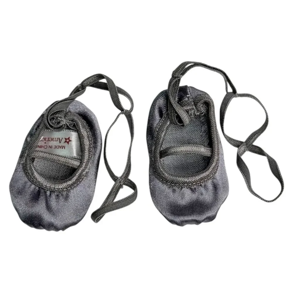 American Girl Satin Ballet Slippers Isabelle Performance Dance Shoes Silver Gray